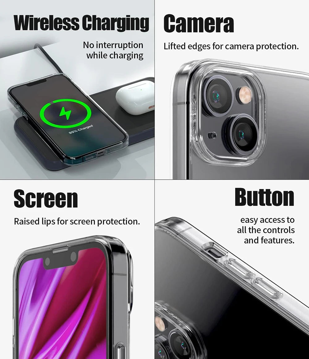 ORIGINAL SILICONE PHONE CASE FOR IPHONE 15 14 PLUS 13 12 MINI 11 PRO MAX ULTRA THIN SOFT CLEAR RUBBER SHELL JELLY BACK COVER TPU