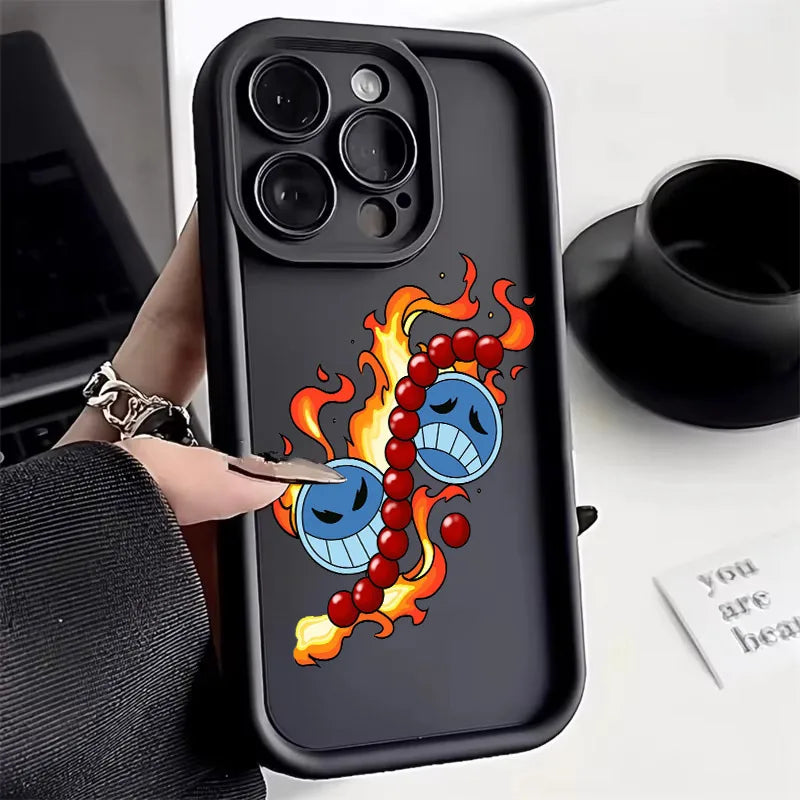 Ones Pieces Anime Ace Fire Phone Case for iPhone 17e 17 16e 16 15 14 13 12 11 Air Pro Max Mini XR XS X Plus Soft TPU Back Cover