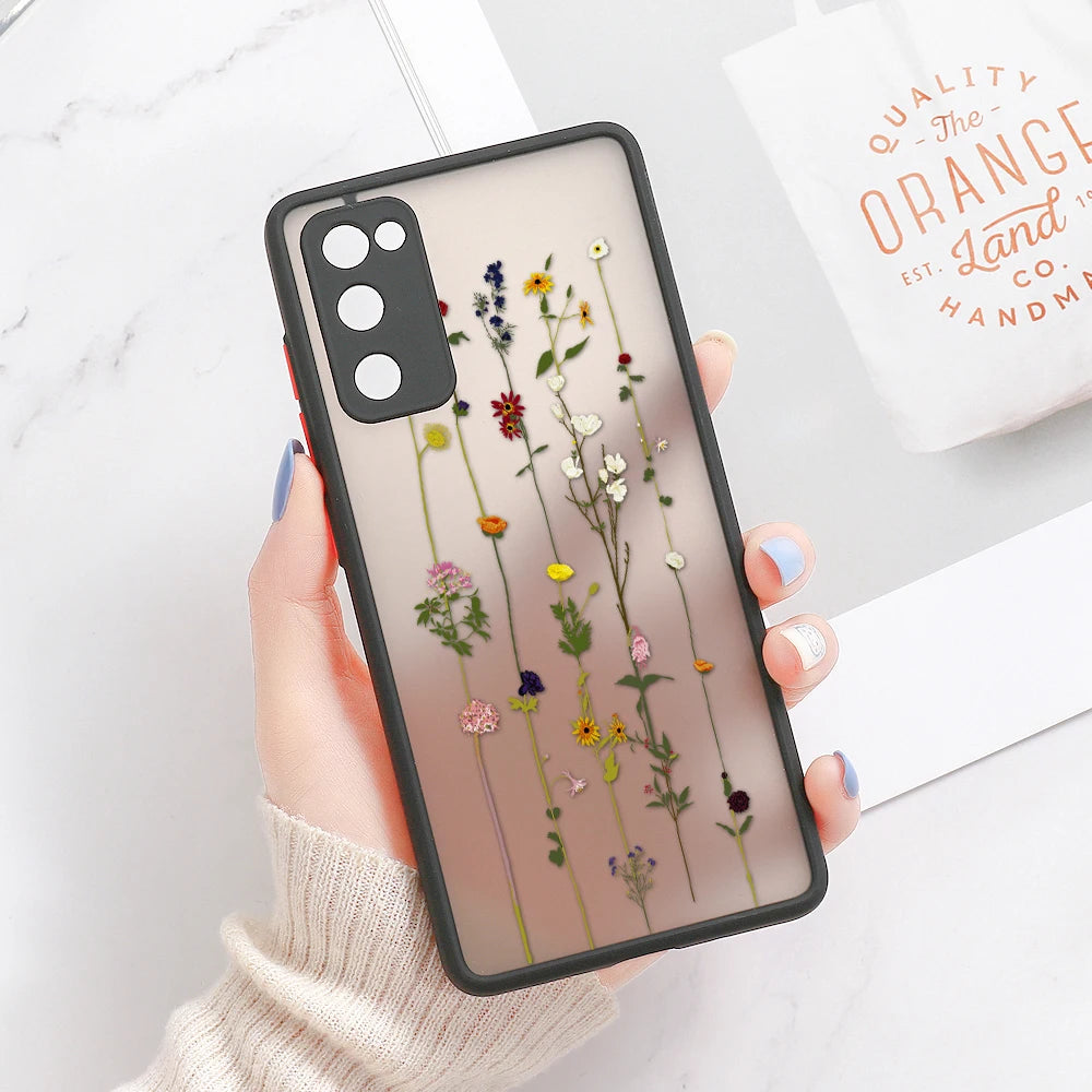 Phone Case For Samsung Galaxy S24 Ultra Cases S23 FE  S22 Plus S21 S20 FE Note 20 Ultra 10 Plus Hard Matte Flower Fundas Covers