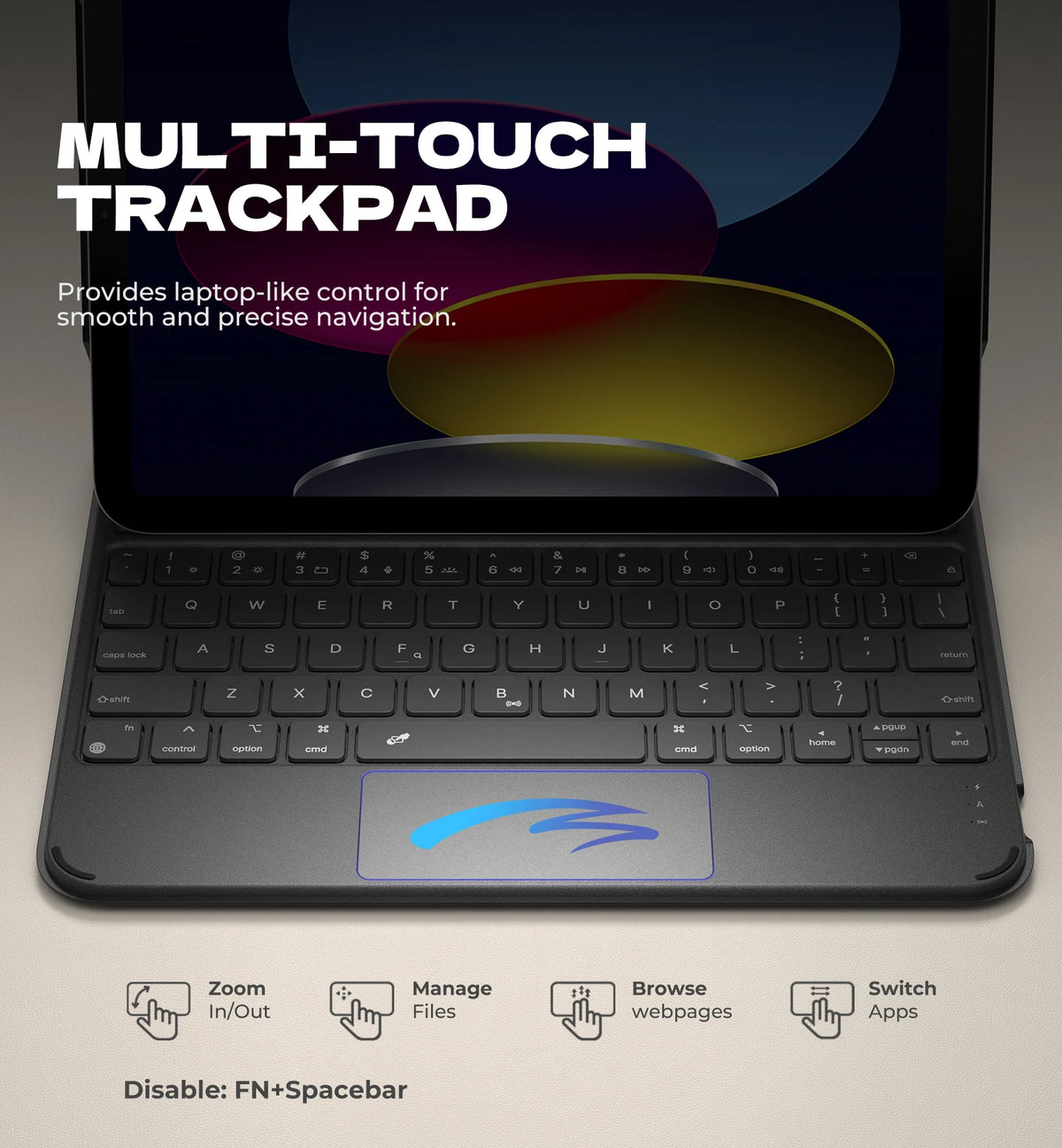 For iPad 11th (A16)/10th Generation Case with Keyboard Ultra-Thin Magnetic Detachable Keyboard Cover MultiTouch Trackpad Backlit