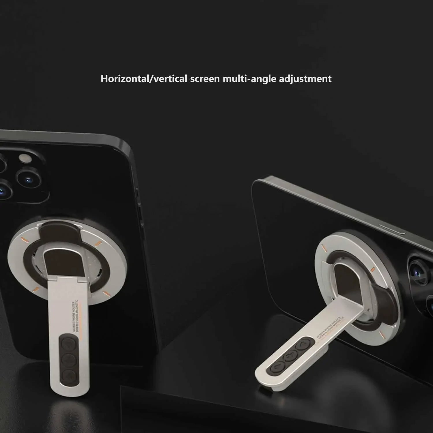 Dual-Sided Magnetic Portable Multi-Function Phone Ring Holder 360° Rotating Desktop Stand Compatible with Multiple Phone Models