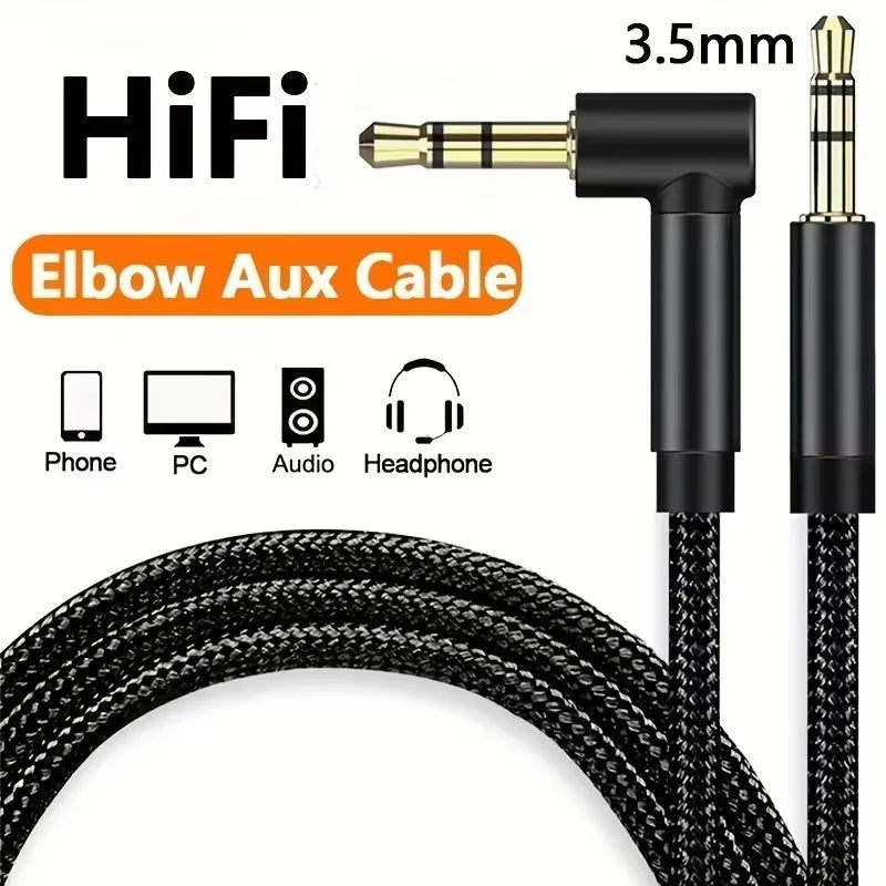 3.5mm Jack Audio Cable 90 Degree Elbow Male To Male Speaker Aux Wire for Samsung Xiaomi MP3/4 Video Car Headphone Adapter Cord