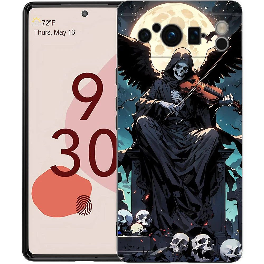 Grim Reaper Skull Phone Case For Google Pixel 10A 10 9 8 7 6 Pro XL 9A 8A 6A 7A 5G Soft Shockproof TPU Black Cover