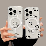 Cute Cat For Magsafe Wireless Charger Case For iPhone 17 16 15 14 11 12 13 Pro Max 17 Air Magnetic Shockproof Clear Phone Cover