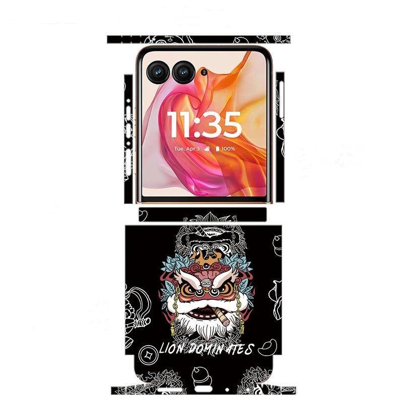 Colorful Anti-Scratch Phone Skin For Motorola Razr 60 50 Ultra Back + Hinge Decal Matte Film For Moto Razr 40 50 Decal Sticker