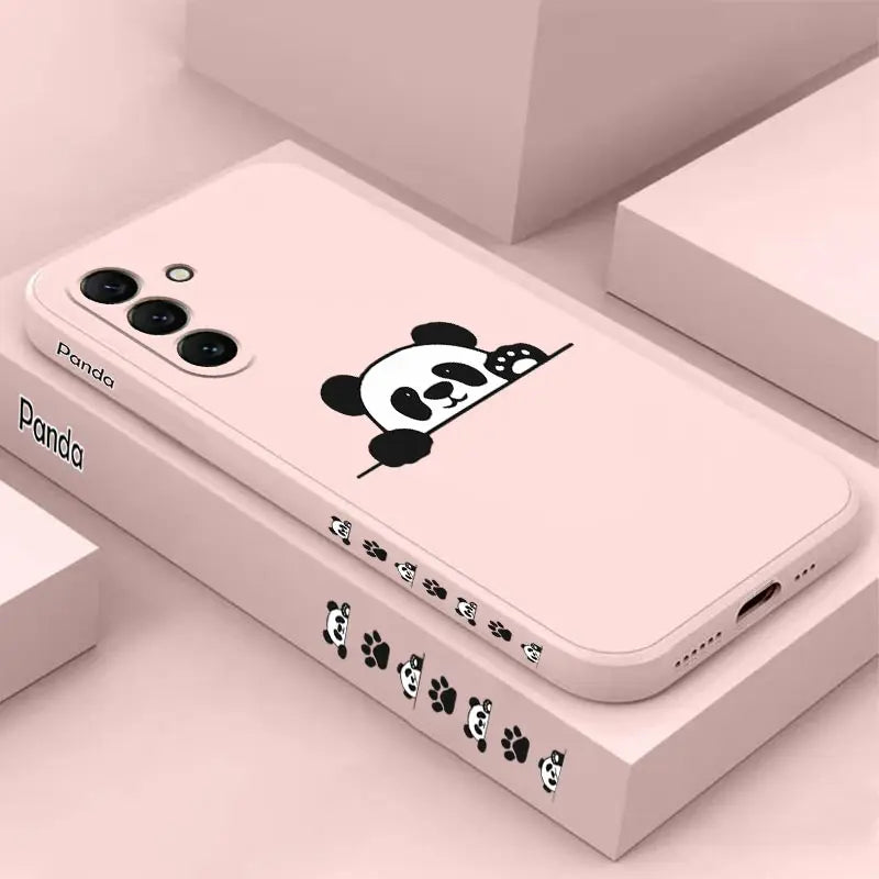 S24 Panda Cute Label New Silicone Phone Case For Samsung S24 S24Ultra S24Plus S23Plus S23 S21FE S22 S23FE S22Plus S21 S20 Cover