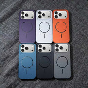 For Magsafe Half Border Carbon Fiber Kevlar Magnetic Phone Case For iPhone 17 Air 16 15 14 13 Plus Pro Max Fashion Texture Cover