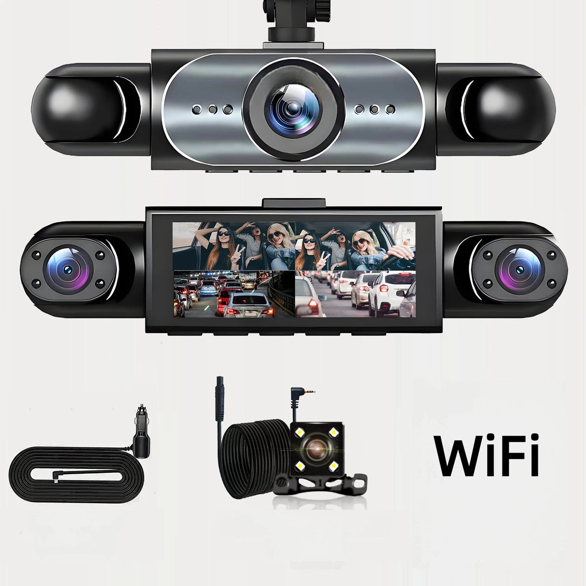 4 Channel Dash Cam 360° Car Video Recorder Black Box with Night Vision 24/7 Parking Monitor G-Sensor Loop Recording Auto Parts