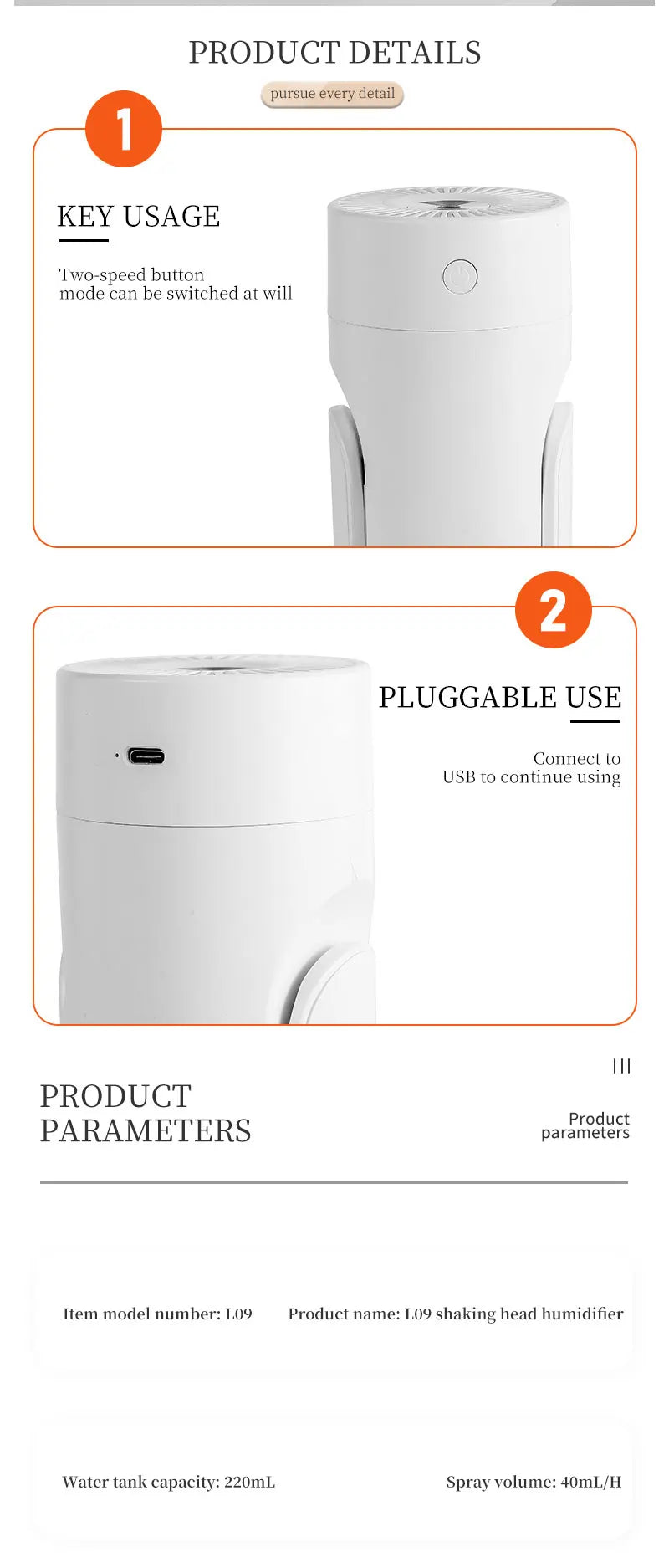 "360° Oscillating Humidifier & Air Purifier: Smart Desktop Mist Control with Ultra-Quiet USB Operation"