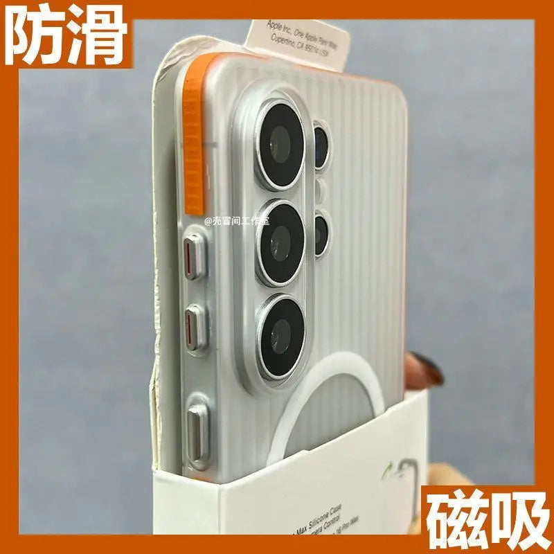 For Samsung Galaxy S26 Ultra S26+ 5G Case Hard Matte Magnetic MagSafe Luggage Stripe Slim Cover For Galaxy S26 Plus Shell Bumper