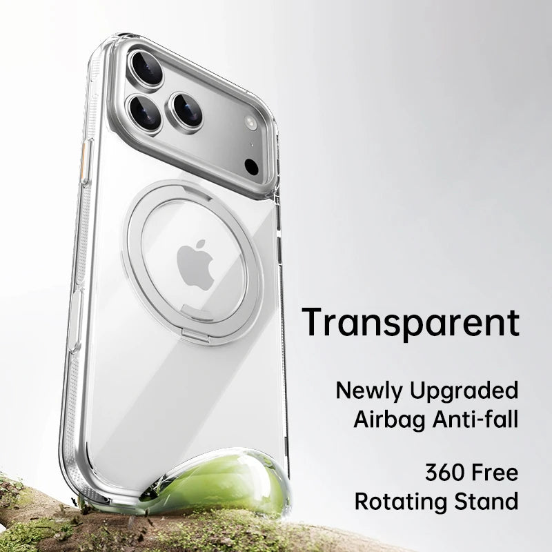 360° Mechanical Torque-Sound Rotating Stand Holder Magnetic Magsafe Phone Case For iPhone 16 15 14 13 17 Pro Max Plus 17Air 16E
