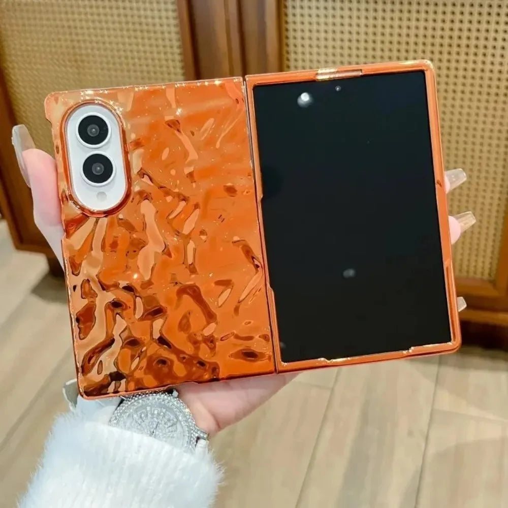 Luxury Plating Water Ripple Advanced Phone Cases for Samsung Galaxy Z Fold 8 Ultra 7 6 5 4 Fold8 Shockproor Ultra-thin PC Cover