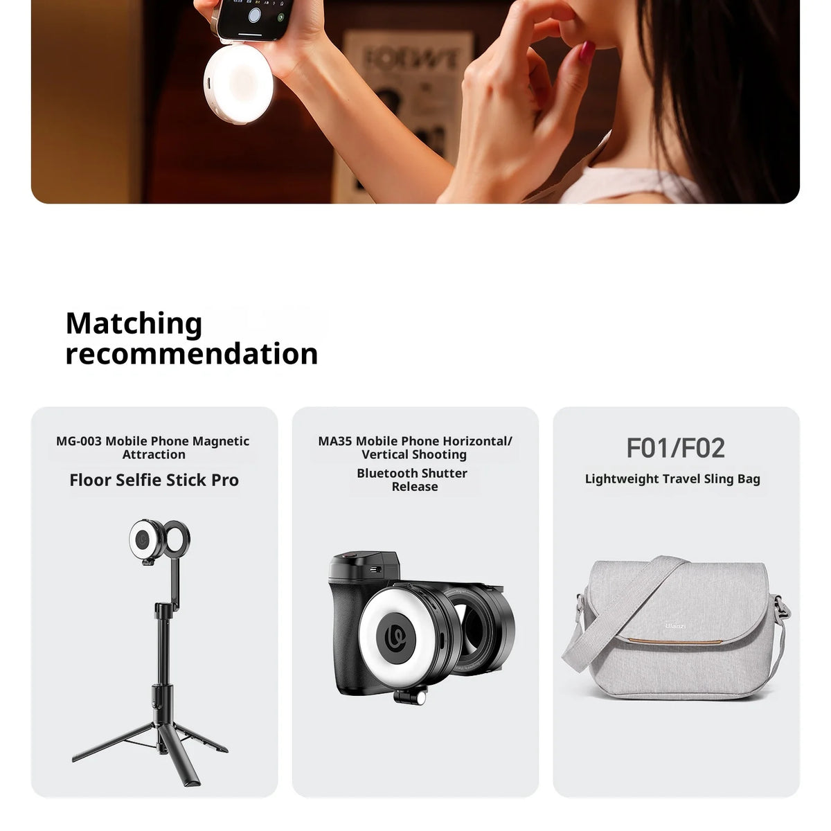 Original Ulanzi LM23 Light 3-Level Brightness Magnetic Soft LED Light Portable Pocket Vlogging Live Streaming Content Creation