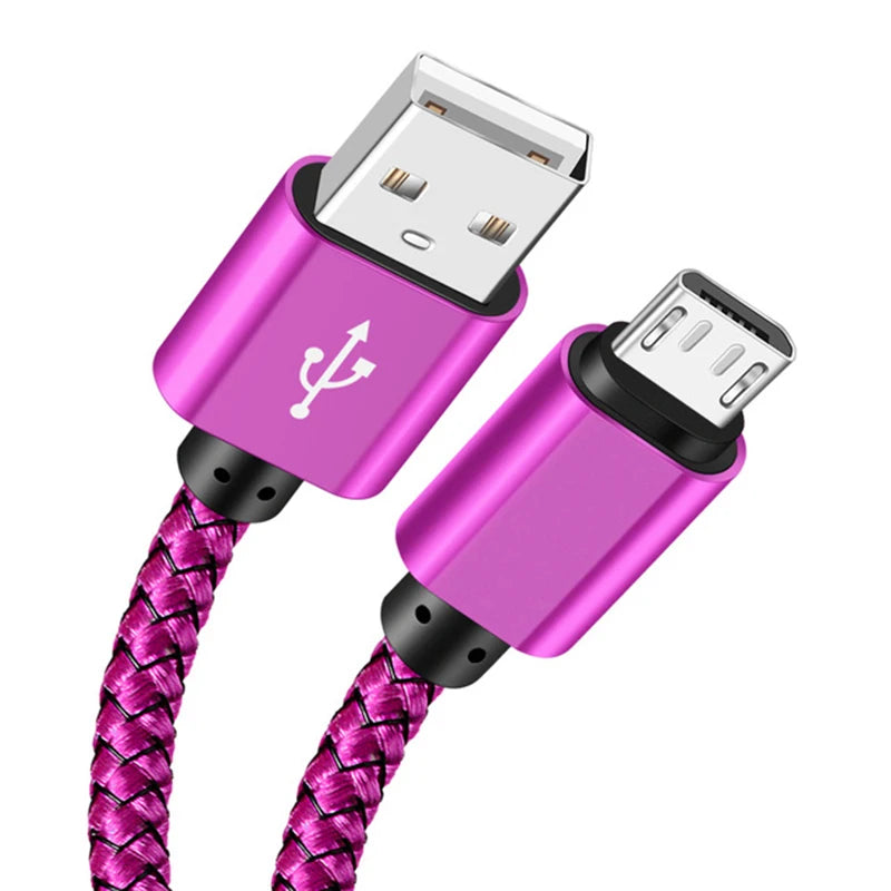 Nylon Braided Micro USB Cable Data Sync 2A Fast Charging 1M 2M 3M Charger Cable For Samsung Huawei HTC Android Phone USB Micro