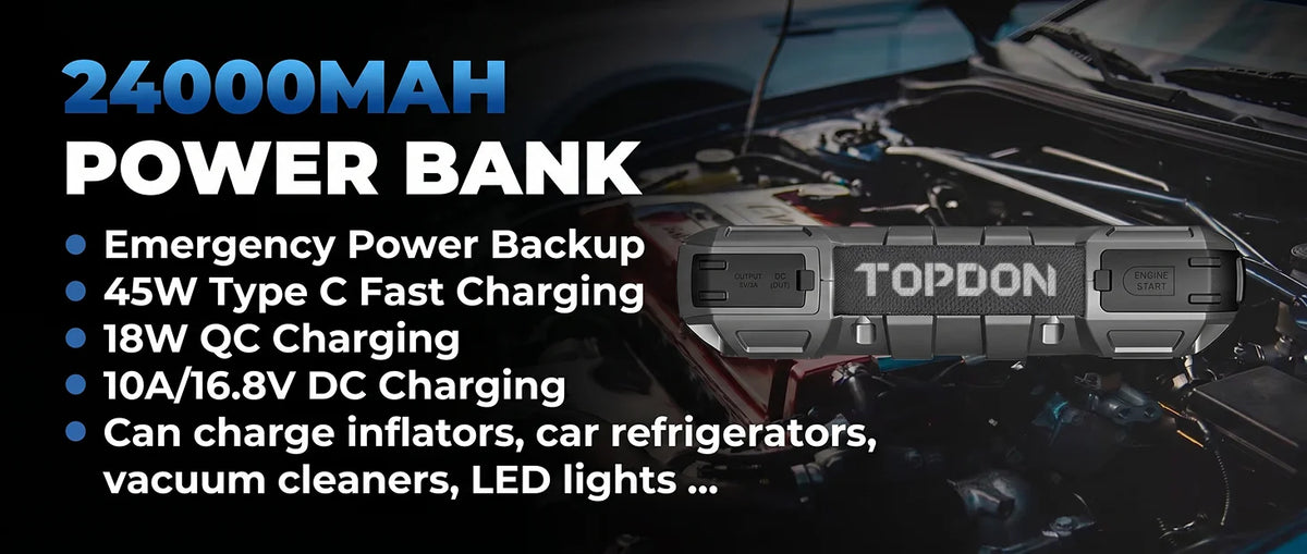 Topdon JS3000 3000A Car Jump Starter Power Bank 12V Car Starting Device 24000Mah Battery Jump Start for Car Booster