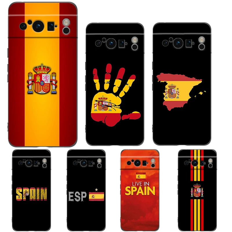Spain flag Phone Case For Google Pixel 10A 10 9 8 7 6 Pro XL 9A 8A 6A 7A 5G Soft Shockproof TPU Black Cover