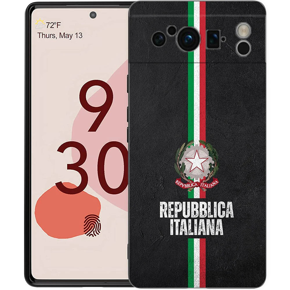 Italian flag Phone Case For Google Pixel 10 9 8 7 6 Pro XL 9A 8A 6A 7A 5G Soft Shockproof TPU Black Cover