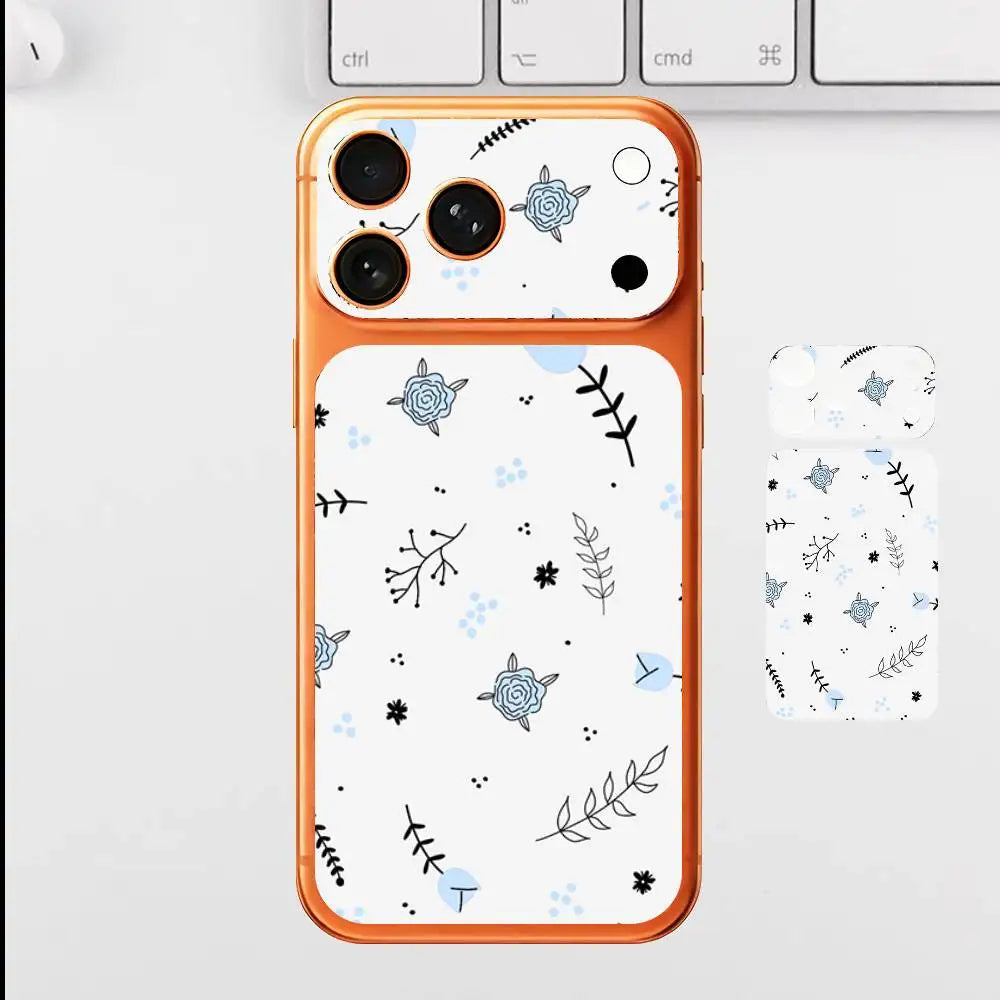 Floral Pattern Back Cover Decal Protective Sticker For Iphone 17 Pro Max Skin Sticker Back Protective Decorative Stickers