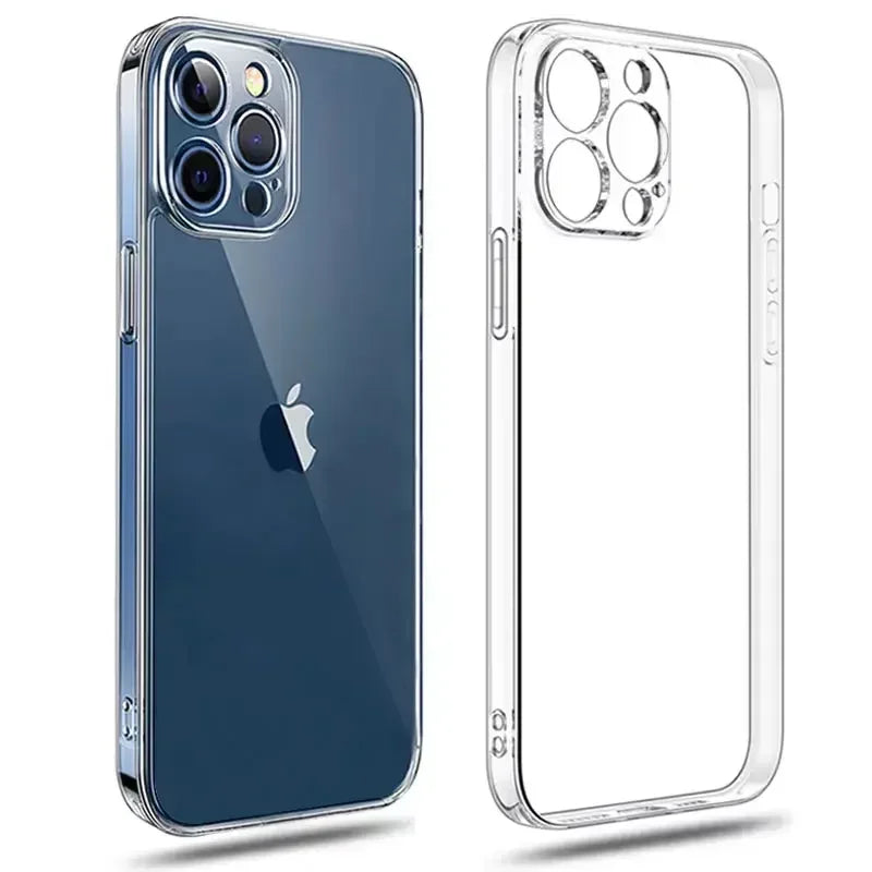 2PCS for IPhone 17 Air 14 15 16e Pro MAX Plus SE Full Protect Ultra Thin Clear Silicone Back Covers Soft Transparent Phone Cases