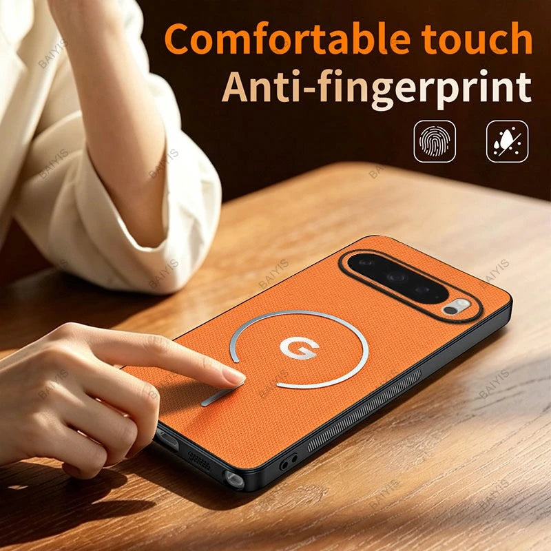Busiens Woven Fabric Texture Wireless Charging Phone Case for Google Pixel 11 Pro 10 9 Pro XL 10A 9A for MagSafe Anti-drop Cover