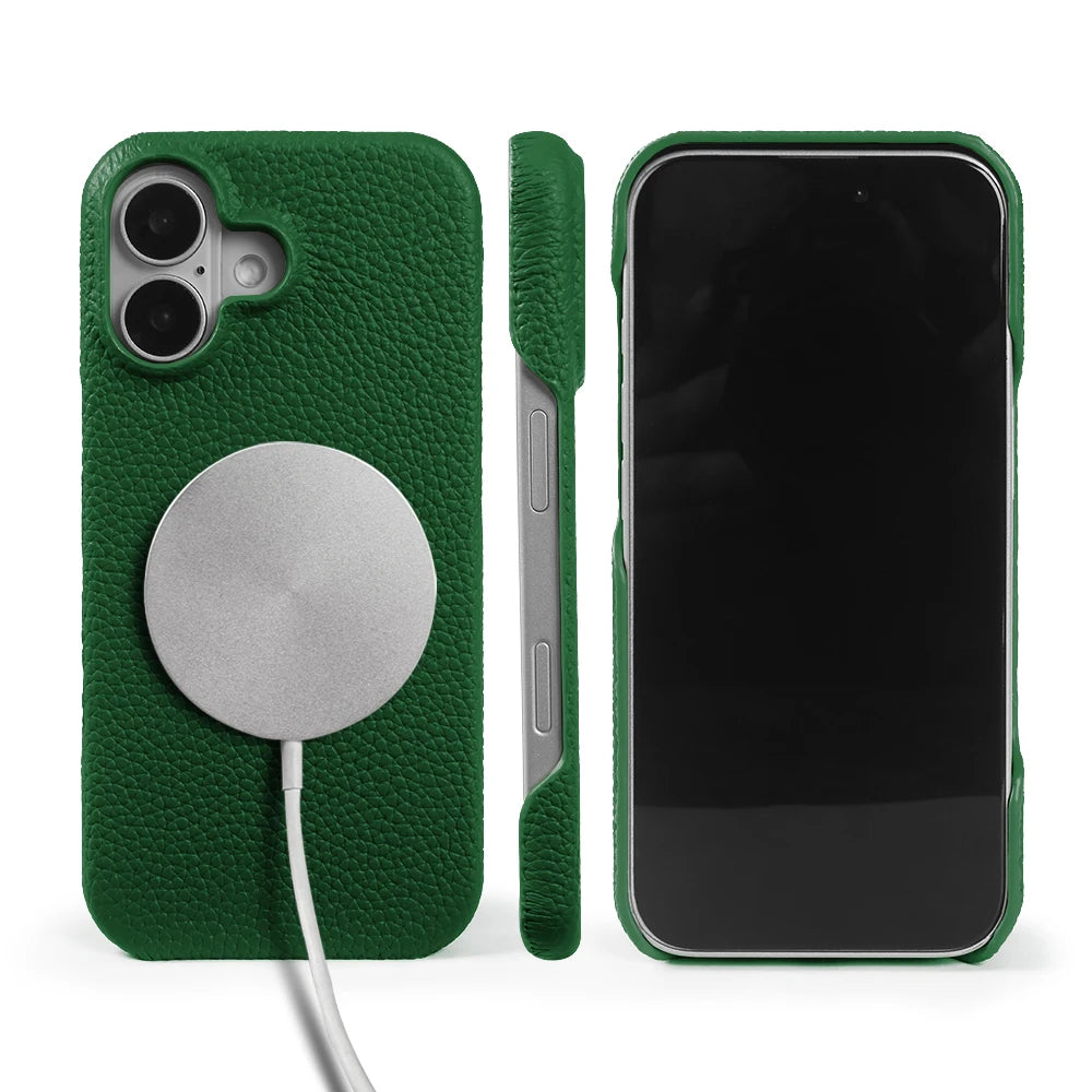For Magsafe Lychee Pattern Genuine Leather Case for iphone 17 Pro Max Air 16 17e 16e 15 14 Plus 13 12 Mini Phone Case Back Cover