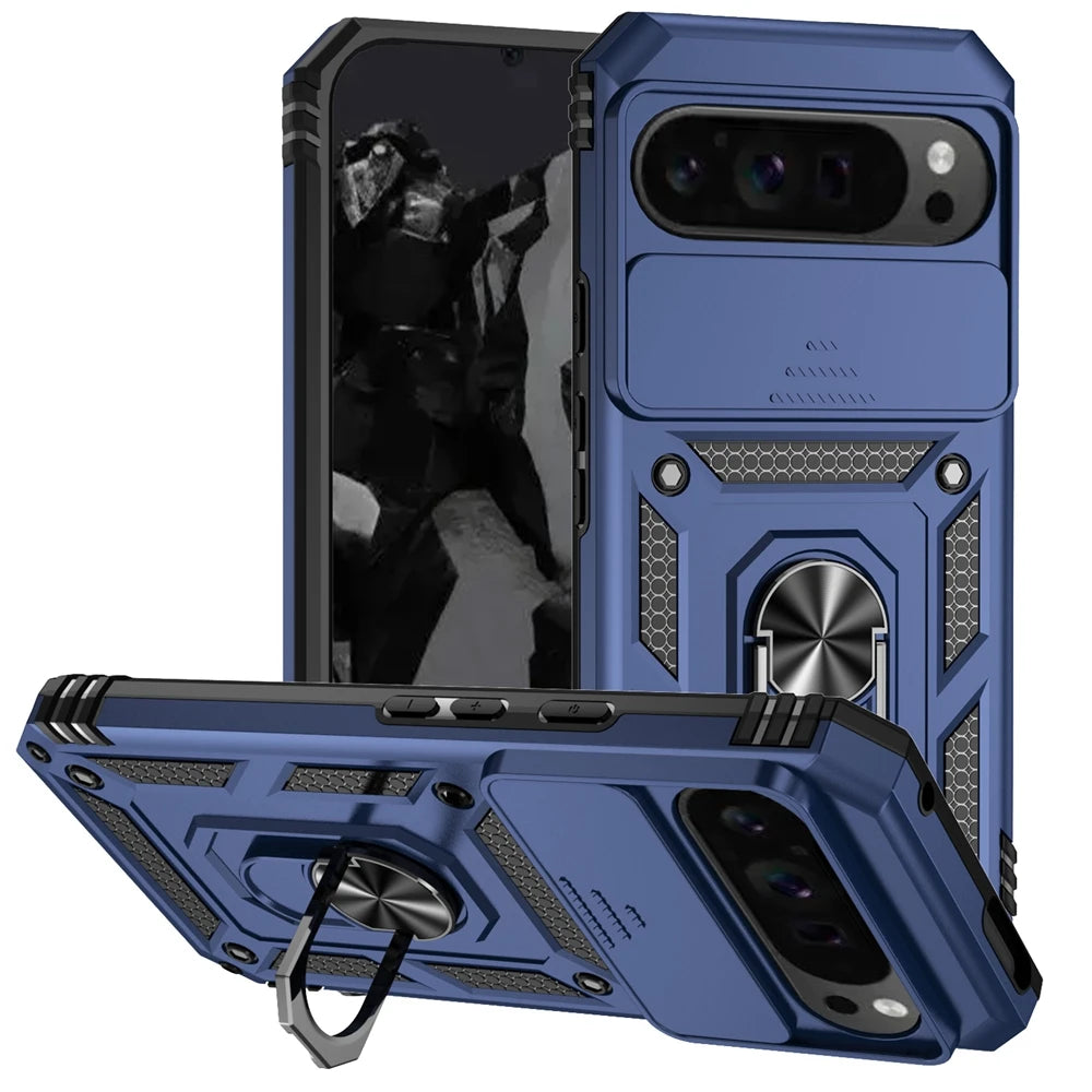 Shockproof Armor Funda For Google Pixel 6 7 8 9 10 Pro XL 10A 5G Slide Lens Protect Case For Pixel 6A 7A 8A 9A Ring Holder Cover