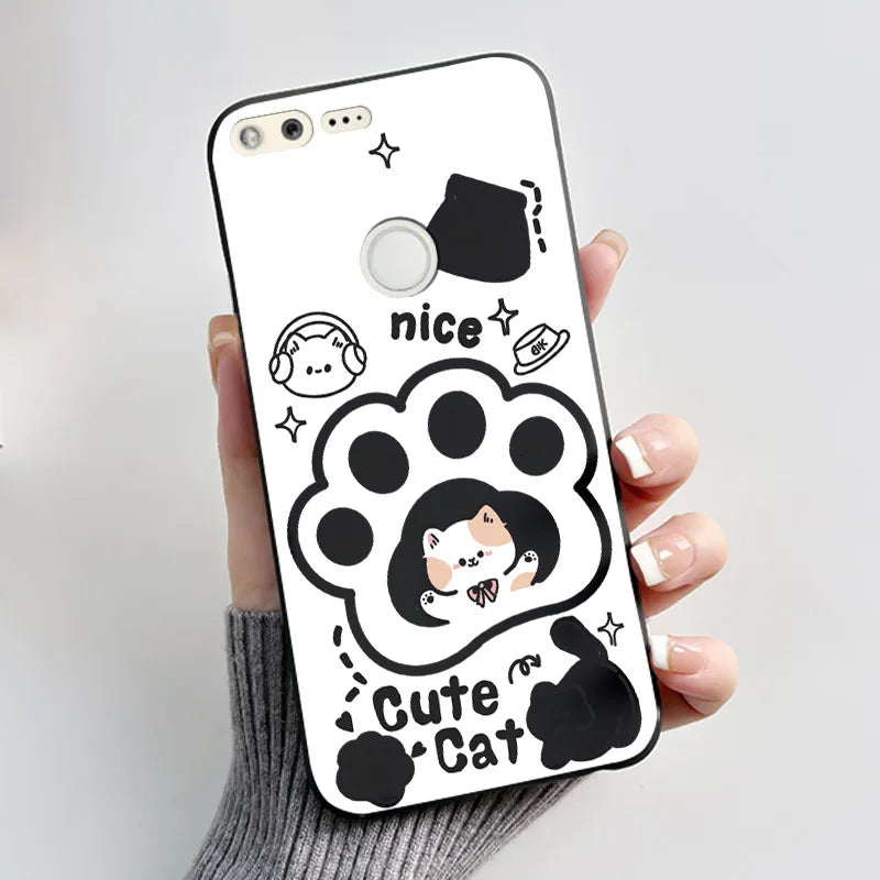 For Google Pixel 1 Case Aesthetic Cute Cat Shockproof Silicone TPU Soft Back Cover for Google Pixel 1 Pixel1 XL Phone Case Coque
