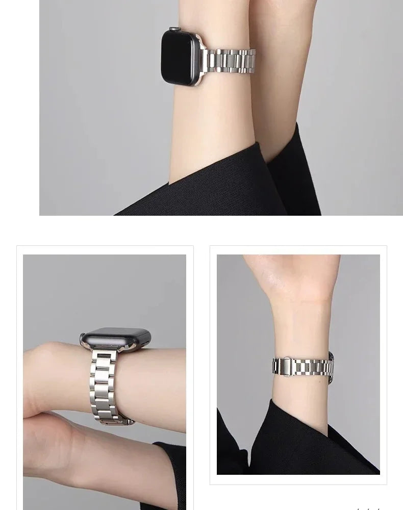 Stainless Steel Strap for Apple Watch Ultra 2 49mm 45mm 44 42mm 38 40 41mm Steel Watch Strap for IWatch Series 9 8 7 6 5 4 Se 3