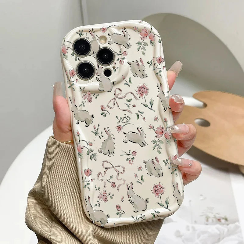 Cute Sweet Bow Bear Case For Samsung Galaxy S25 Ultra S22 S21 S20 Plus S21FE S20FE S25FE A31 Cartoon Silicone Wave Side Cover