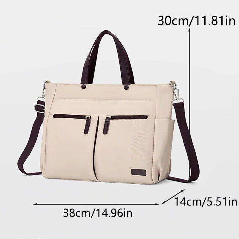 [ Laptop Bag ] Nylon casual ladies' laptop bag, daily commuting briefcase, lightweight double main pocket single-shoulder bag