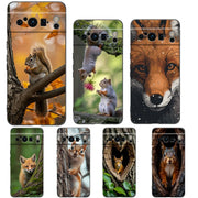 Cartoon Animal Bear Fox Squirrel Phone Case For Google Pixel 10 9 8 7 6 Pro XL 9A 8A 6A 7A 5G Soft Shockproof TPU Black Cover