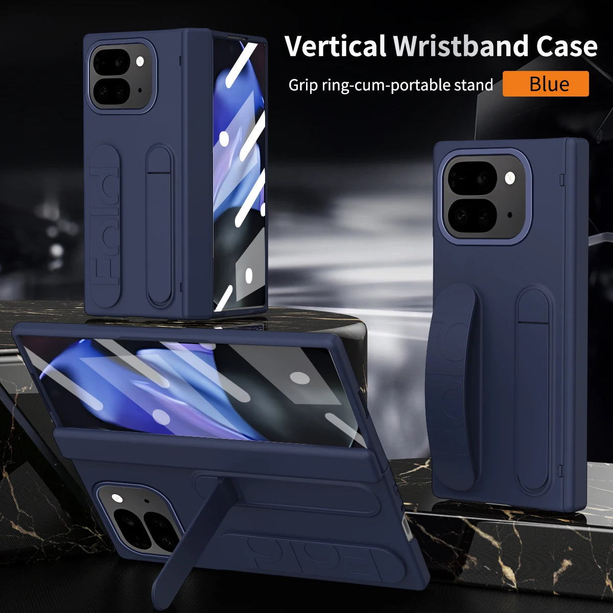 For Google Pixel 10 9 Pro Case Skin Friendly Folding Hinge with Elastic Wrist Band Screen Tempered Film Cover Pixel Fold 2 Stand