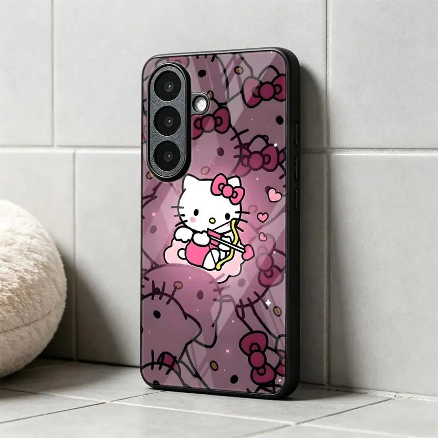 Sanrio Hello Kitty Phone Cover Glass Case for Samsung Galaxy S26 Ultra S25+ S20 S23 FE S22 S23+ 25 Edge S21 S24+ 24 Plus S26+