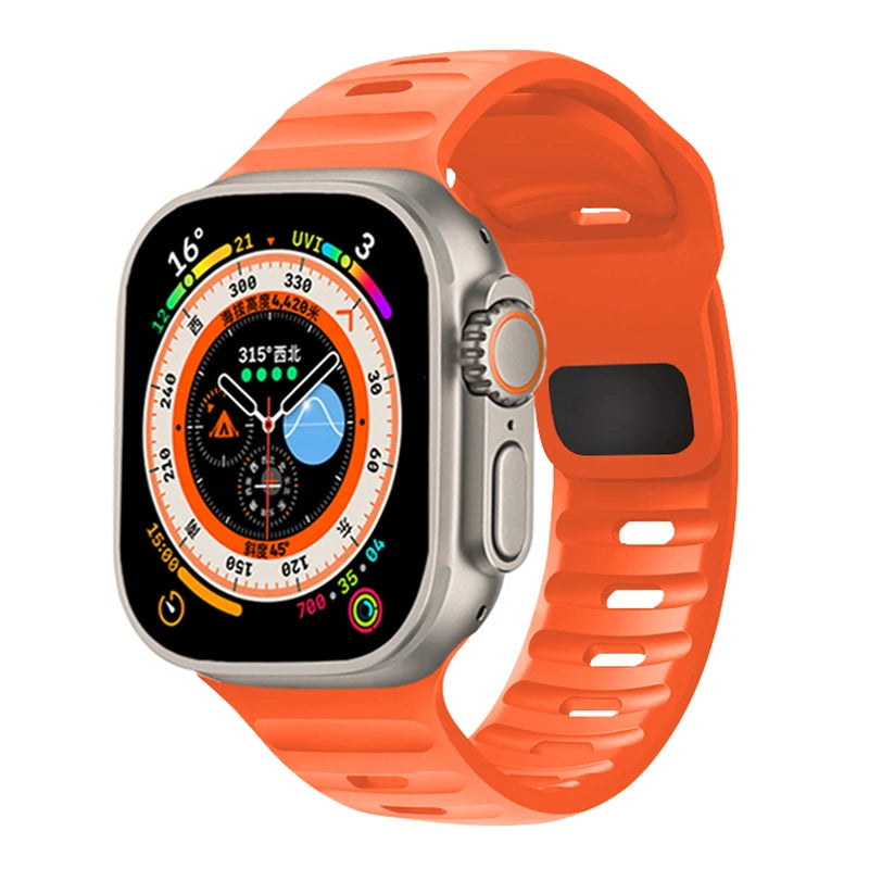 Silicone Strap For Apple Watch Bands 46mm 45mm 44mm 42mm 40mm 41mm 38mm Sport Correa Bracelet iWatch Series 12 11 10 9 SE 8 7 6