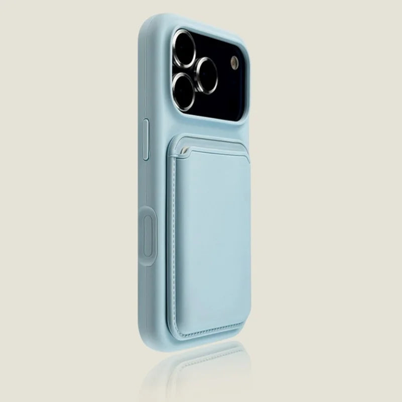 Luxury Magnetic Liquid Silicone Card Bag Phone Case For iPhone 12 13 14 15 16 17 Pro Max Plus Air For Magsafe Bumper Cover