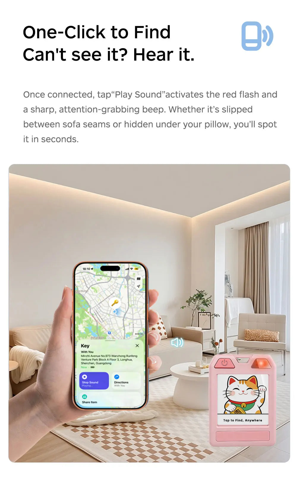 Original Color E-Ink Smart Keychain DIY Support Find My Find Hub Display Anti-Lost Locator Tracker