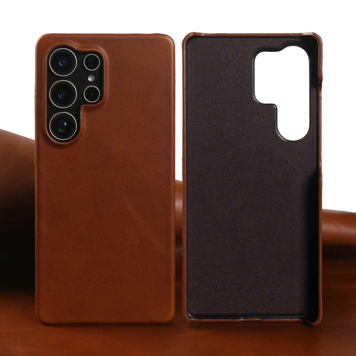 Vintage Business Genuine Leather Phone Case For Samsung Galaxy S26 S25 Ultra S24FE S23 S22 S21 Plus S20 FE Back Cover Coque Capa