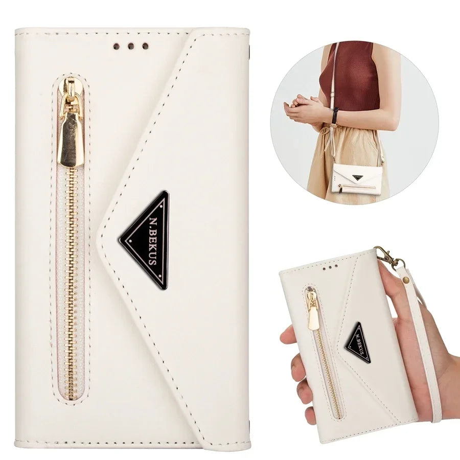 Wallet Multi-card Zipper Flip Leather Case For Samsung Galaxy S25 Ultra S24 Plus S23 S22 S21 S20 FE A13 A14 A51 A52 A53 A54 A71