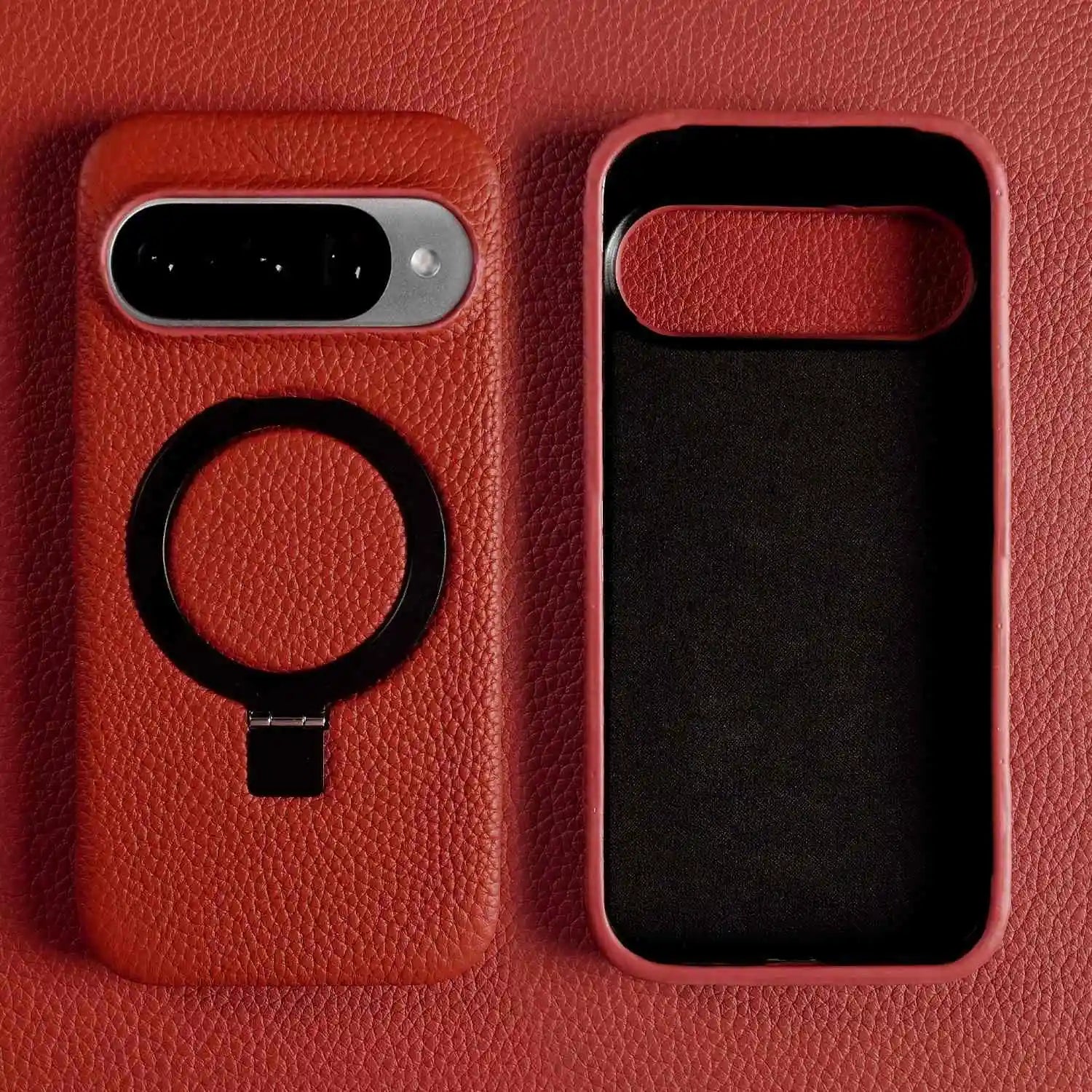 Magnet Ring Stand Phone Case For Google Pixel 10 Pro 9Pro 8A 7Pro 6pro 5A Cover Genuine Leather Case Magnetic Back Cover Cases