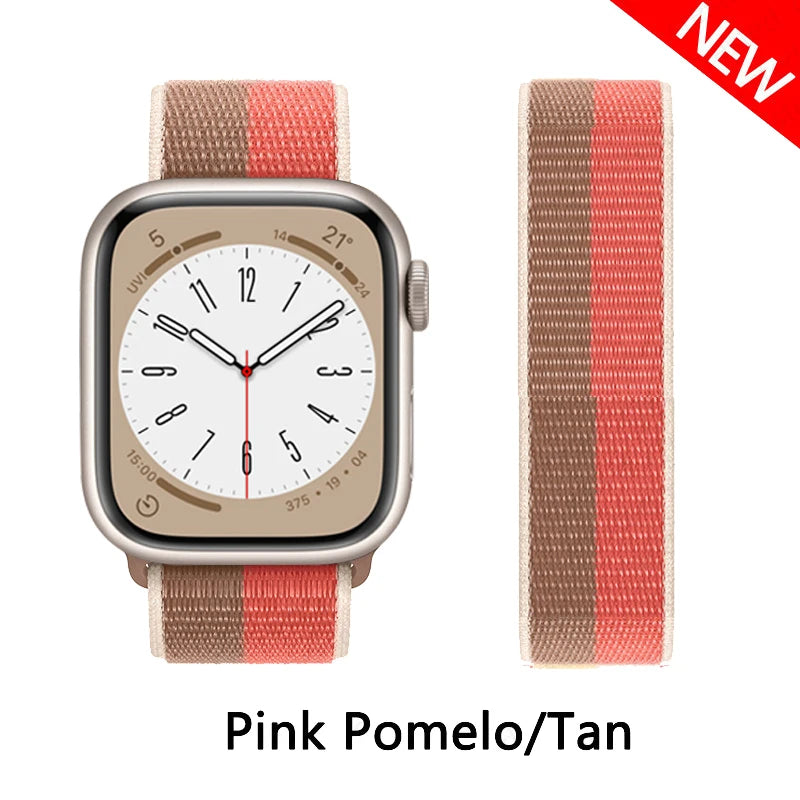 Nylon loop Correa For Apple Watch Bands 45mm 44mm 46mm 40mm 49mm 41mm 42mm Bracelet iWatch Series 12 11 Se 7 8 9 10 ultra 3 4