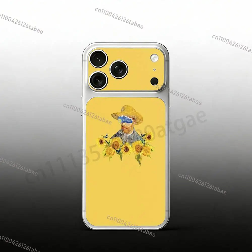 Sunflower Art V-Van G-Gogh For iPhone 17proMax/17pro Full Cover Decal Skin Wrap Colorful Rear Protective Sticker Film
