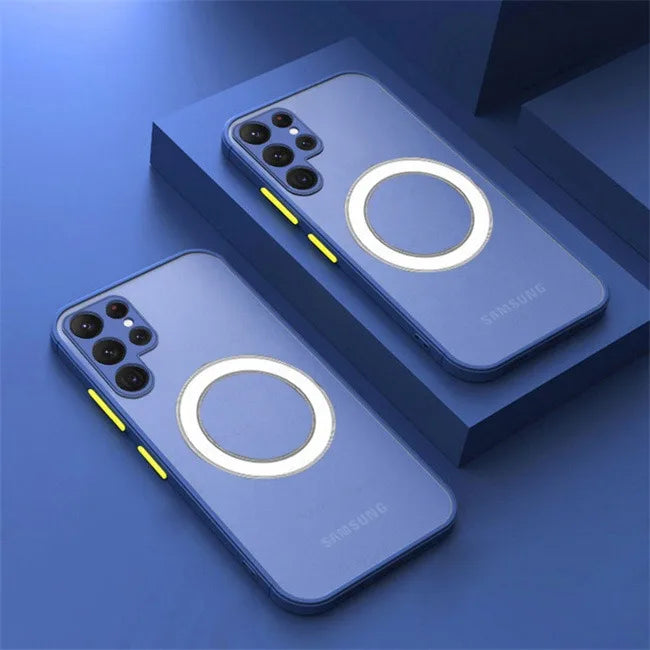 Luxury Matte For Magsafe Magnetic Wireless Charging Case For Samsung Galaxy S26 S25 Ultra S24 Plus S23 FE S22 Shockproof Cover