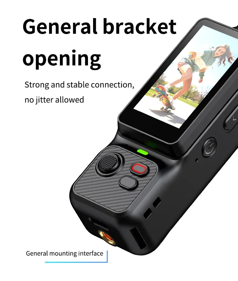 Pocket Handheld Vlog Camera 180°Rotatable Lens Anti-shake Stabilizer HD Portable Action Cam Built-in Fill Light Outdoor Travel