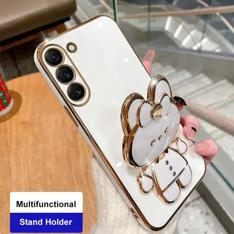 Mirror Plating Phone Holder Case For Samsung Galaxy S23 S20 S22 S21 S10 S9 S8 Note 10 20 8 9 Plus Ultra 5G S20 Fe Stand Cover
