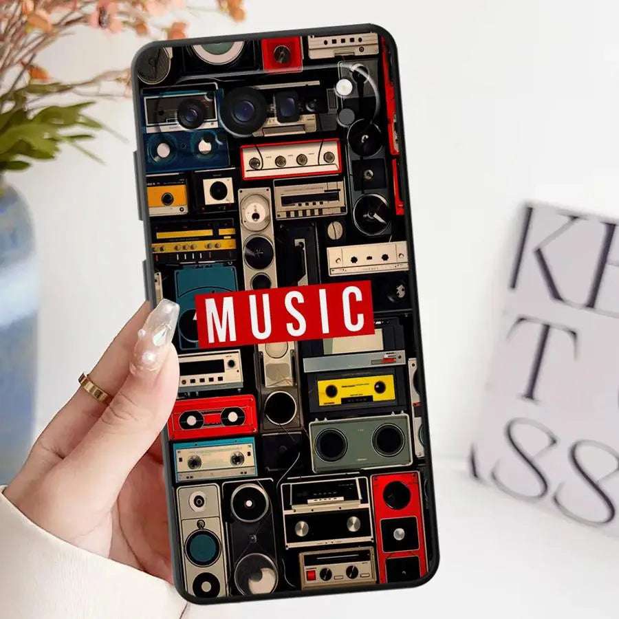 Retro Game Black Soft Shell Case for Google Pixel 7a 6 7 8 Pro 10 9 Pro XL 9a 8a 6a