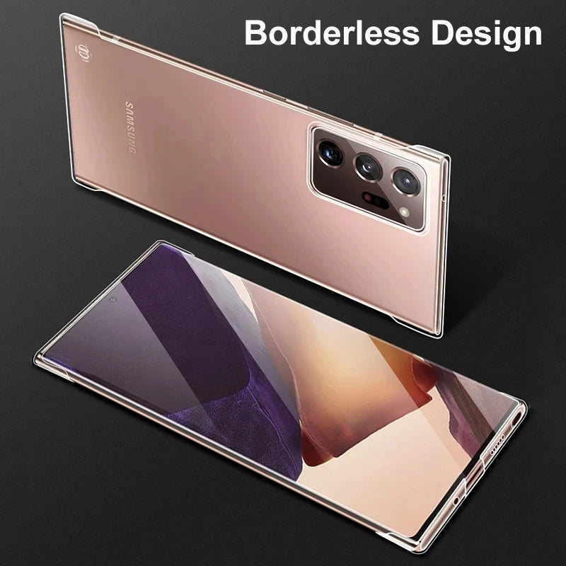 For Samsung Galaxy S22 S20 S21 S23 S24 FE S25 S26 Ultra S9 S10Plus Note 20 10 Plus 9 Borderless Transparent PC Hard Phone  Cover