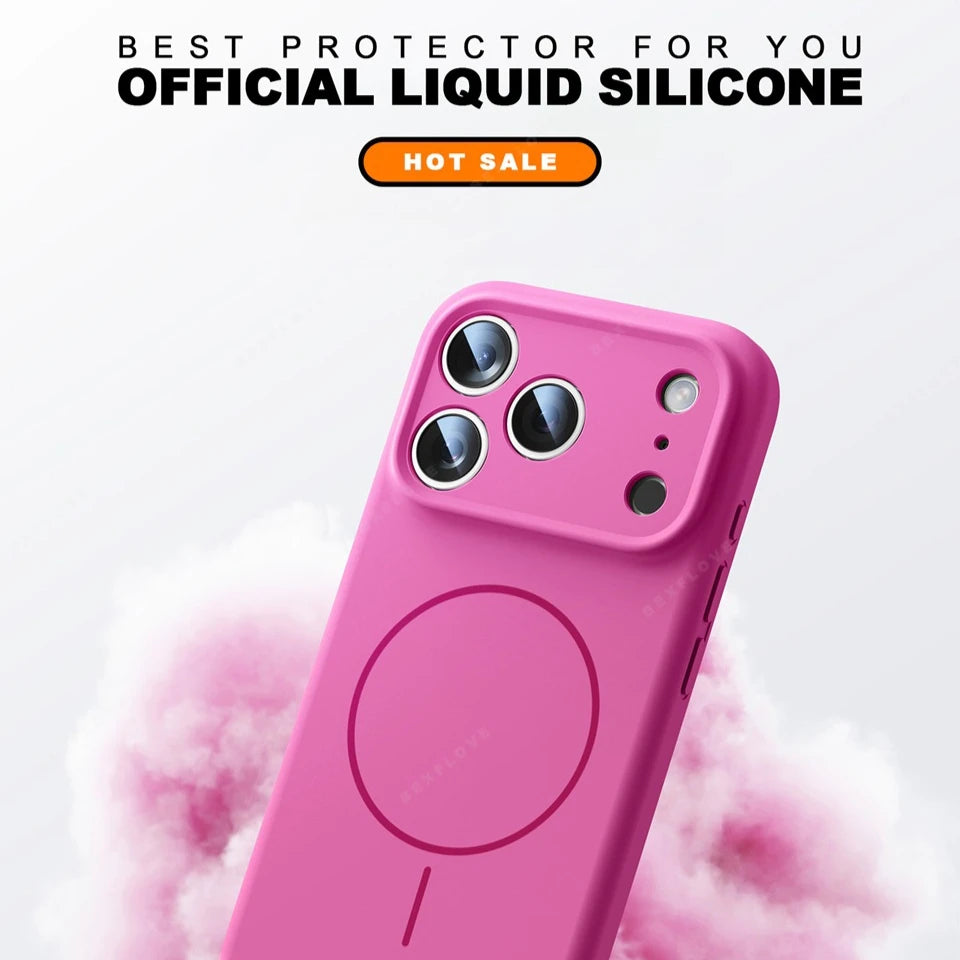 Magnetic Wrist Strap Liquid Silicone Phone Case For iPhone 11 12 13 16 17 Pro Max Air 15 14 16 Plus 16E Magsafe Lanyard Cover