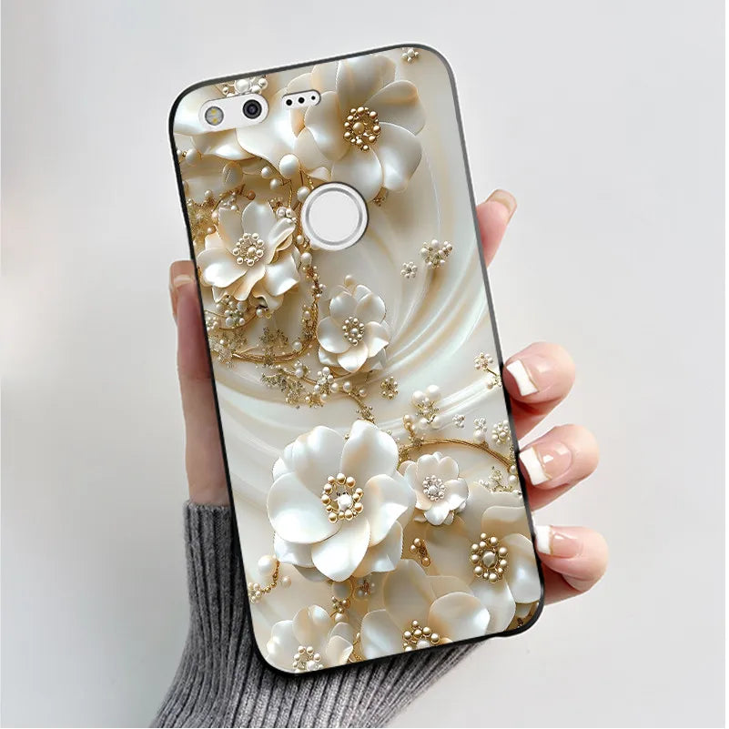 For Google Pixel XL Case Luxury Fashion Butterfly Flowers Black Soft TPU Silicone Back Cover For Google Pixel 1 1XL Phone Cases