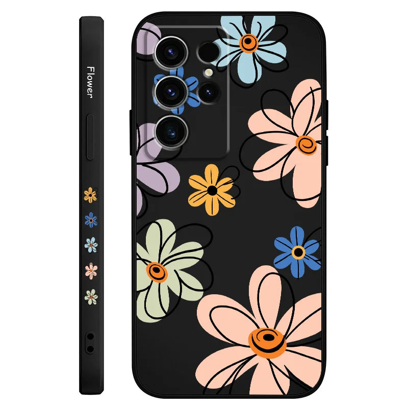 Hoop Flower Phone Case For Samsung Galaxy S25 S24 S23 S22 S21 S20 S10 S10E Ultra Plus FE Note 20 Ultra Plus Cover