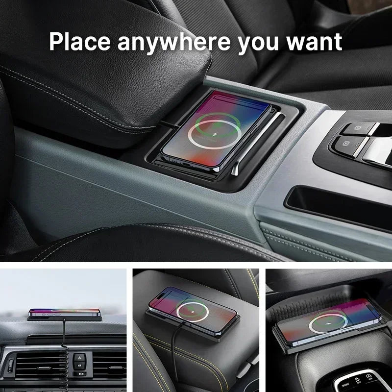 Car Wireless Charger Phone Pad for iPhone 17 16 15 14 13 12 Pro Max AirPods Samsung Xiaomi Airpods Pro 2 Fast Charging Station